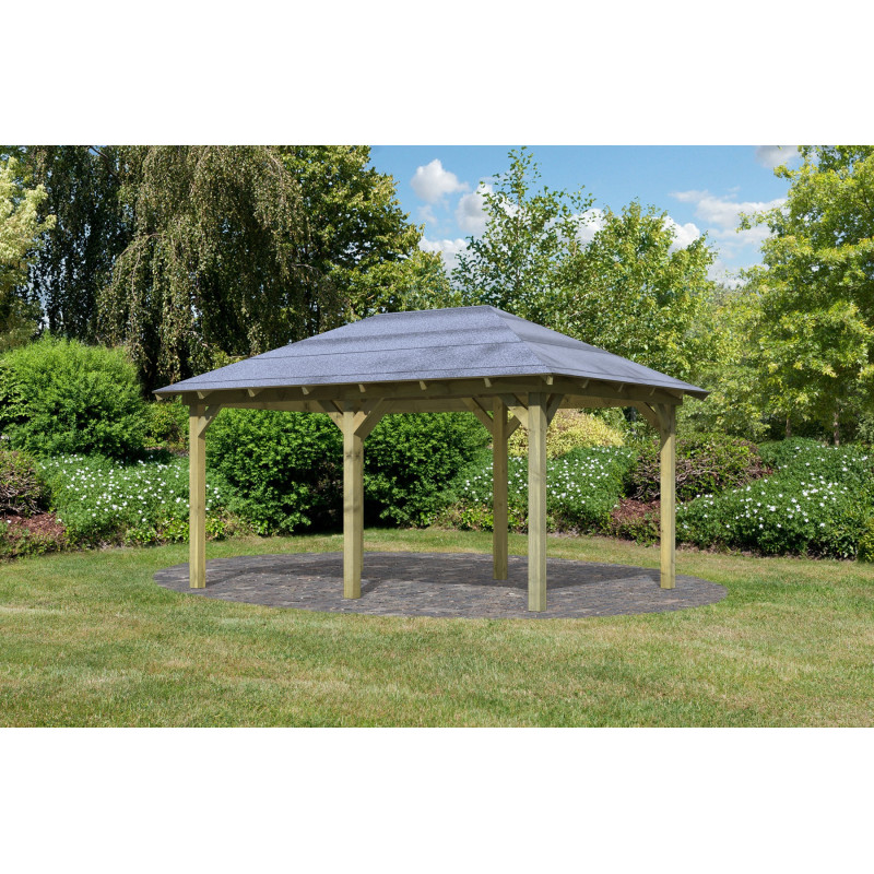 Kiosque rectangulaire en bois autoclave 12,4m² Perida – Karibu