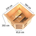 Sauna traditionnel d'angle 4 à 6 places Amelia 1 - 68mm KARIBU
