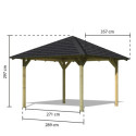 Kiosque de jardin carré Cordoba – 3,57x3,57m – avec shingles – Karibu