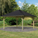 Kiosque rectangulaire en bois autoclave Holm 1 – 4,31x4,31m – avec shingles – Karibu