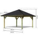 Kiosque rectangulaire en bois autoclave Holm 1 – 4,31x4,31m – avec shingles – Karibu