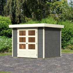 Abri de jardin en bois massif gris terre 5,25m² Askola 3 - Karibu