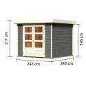 Abri de jardin en bois massif gris terre 5,95m² Askola 3,5 - Karibu