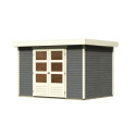 Abri de jardin en bois massif gris terre 6,55m² Askola 4 - Karibu