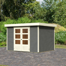 Abri de jardin en bois massif gris terre 7,43m² Askola 5 - Karibu