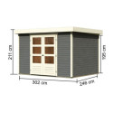 Abri de jardin en bois massif gris terre 7,43m² Askola 5 - Karibu