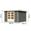 Abri de jardin en bois massif gris terre 9,24m² Askola 6 - Karibu