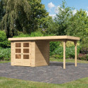 Abri de jardin en bois massif 4,62m² Askola 2 avec appentis – Karibu
