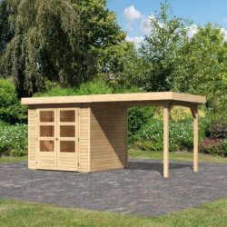 Abri de jardin en bois massif 4,62m² Askola 2 avec appentis – Karibu
