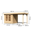 Abri de jardin en bois massif 4,62m² Askola 2 avec appentis – Karibu