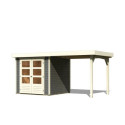 Abri de jardin en bois massif gris terre 4,62m² Askola 2 avec appentis – Karibu