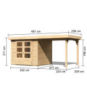 Abri de jardin en bois massif 5,25m² Askola 3 avec appentis – Karibu