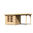 Abri de jardin en bois massif 5,25m² Askola 3 avec appentis – Karibu