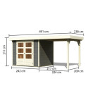 Abri de jardin en bois massif gris terre 5,25m² Askola 3 avec appentis - Karibu