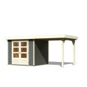 Abri de jardin en bois massif gris terre 5,25m² Askola 3 avec appentis - Karibu