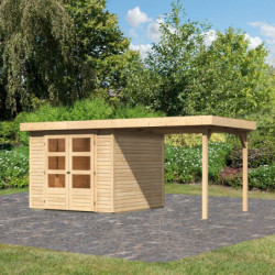 Abri de jardin en bois massif 5,95m² Askola 3,5 avec appentis – Karibu