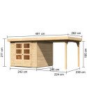 Abri de jardin en bois massif 5,95m² Askola 3,5 avec appentis – Karibu
