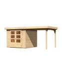 Abri de jardin en bois massif 5,95m² Askola 3,5 avec appentis – Karibu