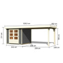 Abri de jardin en bois massif gris terre 5,95m² Askola 3,5 avec appentis - Karibu