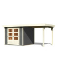 Abri de jardin en bois massif gris terre 5,95m² Askola 3,5 avec appentis - Karibu