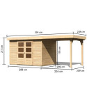 Abri de jardin en bois massif 6,55m² Askola 4 avec appentis – Karibu