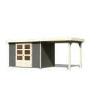 Abri de jardin en bois massif gris terre 6,55m² Askola 4 avec appentis - Karibu