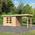 Abri de jardin en bois massif 7,43m² Askola 5 avec appentis – Karibu