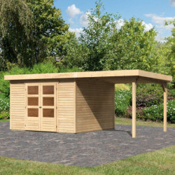 Abri de jardin en bois massif 9,24m² Askola 6 avec appentis – Karibu
