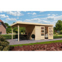 Abri de jardin en bois massif 9,24m² Askola 6 avec appentis – Karibu