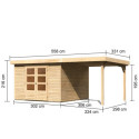 Abri de jardin en bois massif 9,24m² Askola 6 avec appentis – Karibu