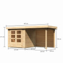 Abri de jardin en bois massif 4,62m² Askola 2 avec appentis et paroi arrière – Karibu