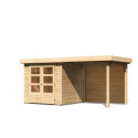 Abri de jardin en bois massif 4,62m² Askola 2 avec appentis et paroi arrière – Karibu