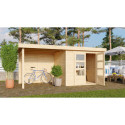 Abri de jardin en bois massif 5,25m² Askola 3 avec appentis et paroi arrière – Karibu