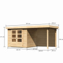 Abri de jardin en bois massif 5,25m² Askola 3 avec appentis et paroi arrière – Karibu