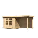 Abri de jardin en bois massif 5,25m² Askola 3 avec appentis et paroi arrière – Karibu