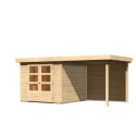 Abri de jardin en bois massif 5,95m² Askola 3,5 avec appentis et paroi arrière – Karibu
