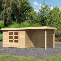 Abri de jardin en bois massif 6,55m² Askola 4 avec appentis et paroi arrière – Karibu