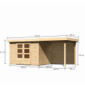 Abri de jardin en bois massif 6,55m² Askola 4 avec appentis et paroi arrière – Karibu