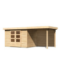 Abri de jardin en bois massif 6,55m² Askola 4 avec appentis et paroi arrière – Karibu