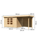 Abri de jardin en bois massif 7,43m² Askola 5 avec appentis et paroi arrière – Karibu
