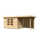 Abri de jardin en bois massif 7,43m² Askola 5 avec appentis et paroi arrière – Karibu
