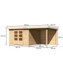 Abri de jardin en bois massif 9,24m² Askola 6 avec appentis et paroi arrière – Karibu	