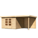 Abri de jardin en bois massif 9,24m² Askola 6 avec appentis et paroi arrière – Karibu	