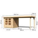 Abri de jardin en bois massif 4,62m² Askola 2 avec grand appentis – Karibu