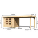 Abri de jardin en bois massif 5,25m² Askola 3 avec grand appentis – Karibu