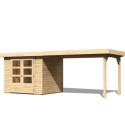 Abri de jardin en bois massif 5,25m² Askola 3 avec grand appentis – Karibu
