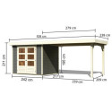 Abri de jardin en bois massif gris terre 5,25m² Askola 3 avec grand appentis – Karibu