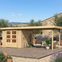 Abri de jardin en bois massif 5,95m² Askola 3,5 avec appentis 280cm – Karibu