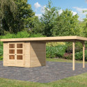 Abri de jardin en bois massif 5,95m² Askola 3,5 avec grand appentis – Karibu