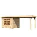 Abri de jardin en bois massif 5,95m² Askola 3,5 avec grand appentis – Karibu